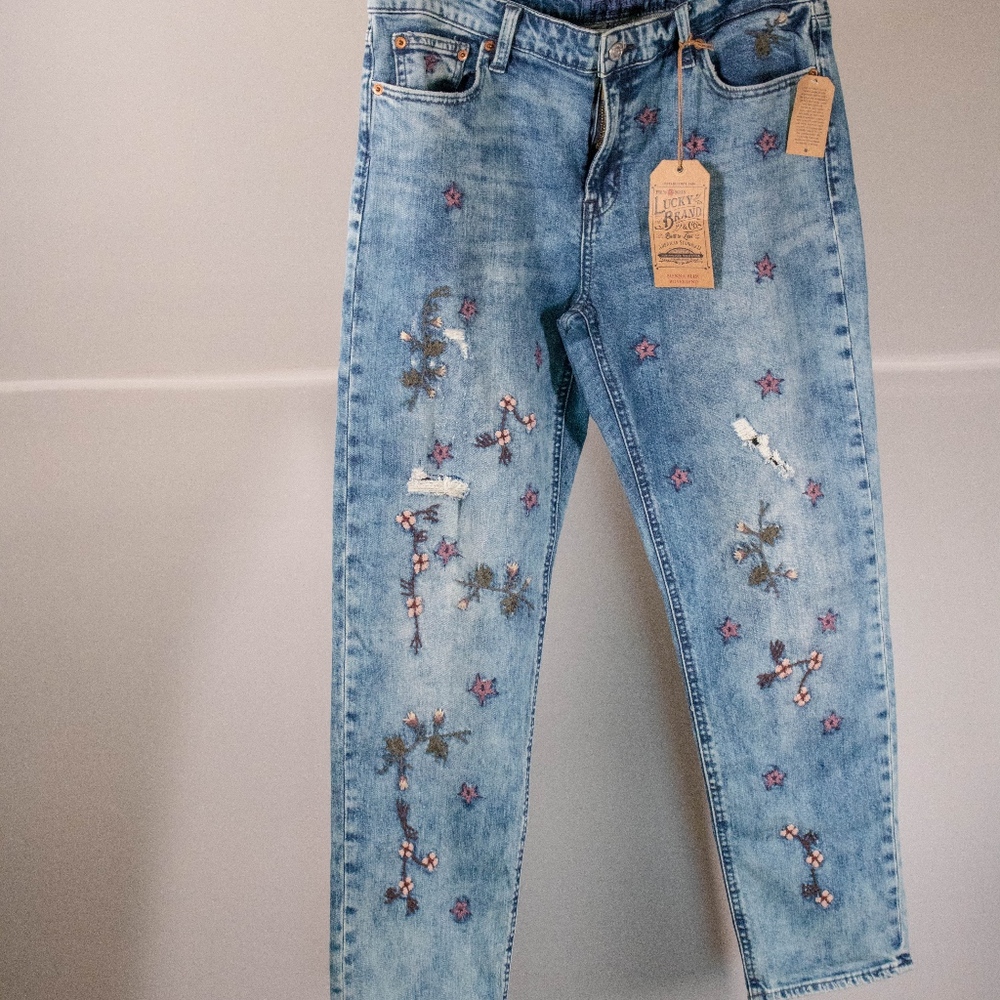 Lucky Brand embroidered jeans